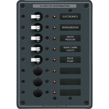 Blue Sea Systems Blue Sea Systems 8023 Traditional Metal DC Circuit Breaker Panel - 8 Positions 8023